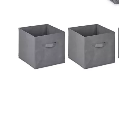 2 Pack Foldable Fabric Cube Storage Boxes - Grey 26.5cm ➡️x 26.5cm⬅️ X 28cm ⬆️ • £12.99