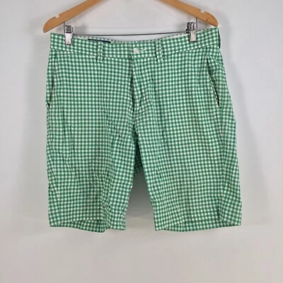 $29.95 • Buy Ralph Lauren Mens Chino Shorts Size 34 Suffield Green Check Cotton 063363