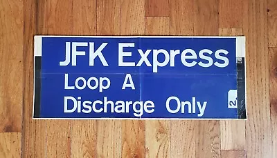 Vintage Nycta Nyc Bus Roll Sign Section Jfk Express Loop Queens Ny Nyc 11'' X 28 • $49.99