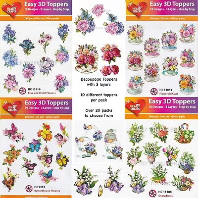 1 Pack Of 10 Die Cut Floral Decoupage Toppers By Hearty Crafts Choice Of 20 • £5.99