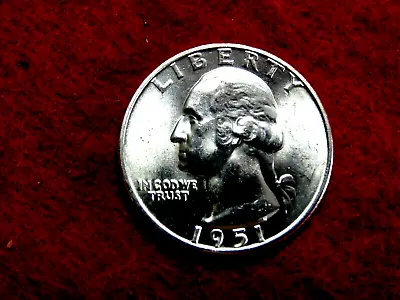 1951 D  25c Washington Unc 90% Silver  Quarter Item #33r • $12.59