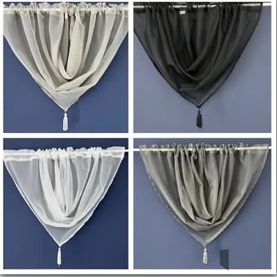 £4.99 • Buy Voile Swags - Tassled - All Colours - Pelmet Valance Net Curtains Voile Curtains