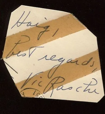 Vic Raschi Signed Cut  From 1951 Autograph Clipped From A GPC  • $30