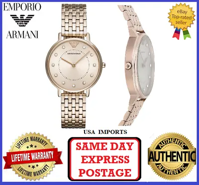 Emporio Armani AR11062 Kappa Rose Gold And Crystal Womens Wrist Watch • $249.99