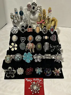 Vintage To Now Cocktail Costume Adjustable & Stretch Rings Lot Of 52 Rings • $65