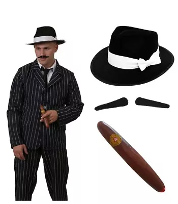 Adults 1920's Pinstripe Gangster Suit Costume Mens Mafia Mobster No Hat • £20