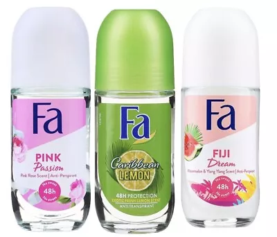 £12.90 • Buy Fa Fiji Dream Watermelon, Caribbean Lemon . Pink Passion Rose Deodorant Roll On