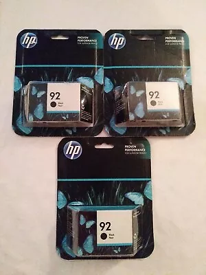 Lot Of 3 Genuine HP 92 Black Ink Cartridges 2017 NEW Old Stock Sealed Free Ship! • $19.99