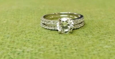 $115.20 • Buy 14k White Gold Over 2ct D Vvs1 Diamond Pave Bridal Ring Band Set Engagement Weds