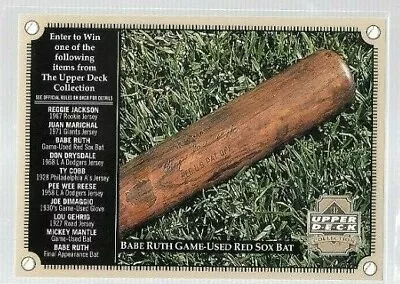 2000 Upper Deck Collection Contest Card Babe Ruth Bat Red Sox • $0.99