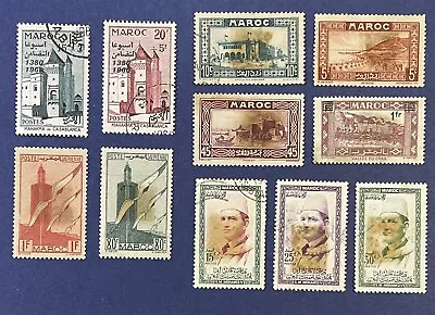 Morocco Stamps Issued Between 1933 And 1960. Lot Of 11. Used. • $1.99