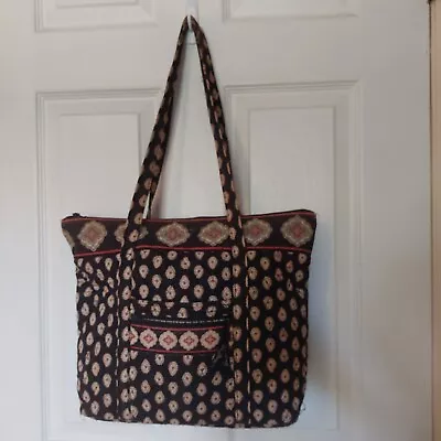 Vera Bradley Villager Tote Classic Black  Red Paisley Print Quilted Shoulder Bag • $24