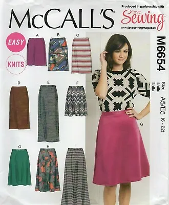 McCalls Sewing Pattern 6654 EASY Skirts For Knit Fabric  Lengths Size 6 - 22 New • £9.45