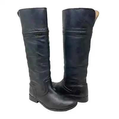 Frye Melissa Trapunto Knee High Black Leather Boots - Size 8 • $258.75