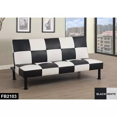 Modern Faux Leather Living Room Sofabed Foldable Futon Couch Sleeper Sofa Bed S+ • $199.99