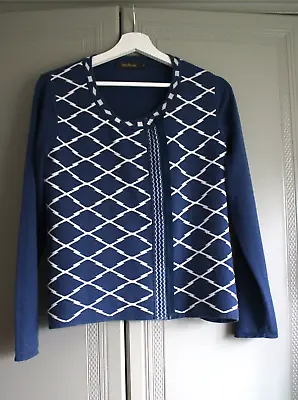 Lovely Alice Bizous Size M Zip Up Blue/ White Missy Cardigan Jacket • £17.50