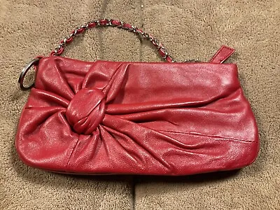 MARLO Red Leather Clutch Purse Handbag Vintage • $13.99