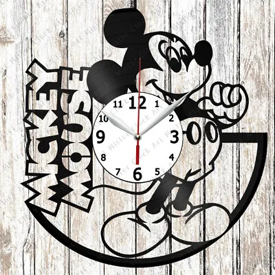 Mickey Mouse Vinyl Record Wall Clock Handmade Home Decor Original Gift 2821 • $14.99