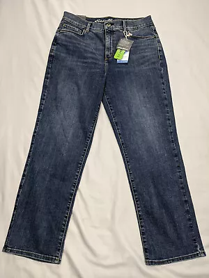 Eddie Bauer Slightly Curvy High Rise Straight Crop Repreve Womens Size 10 Blue • $13.94