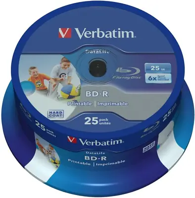 £21.62 • Buy Verbatim 43811 25GB 6x BD-R SL Datalife Inkjet Printable - 25 Pack Spindle