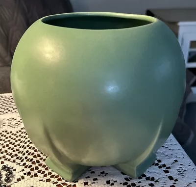 Vintage Teco Pottery Vase Green Arts & Crafts 2007 DECO LOOK EXCELLENT 7 X 8 • $39.99