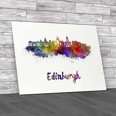 Vibrant Watercolor Edinburgh Skyline Art Canvas Print Large Picture Wall Art • £14.95