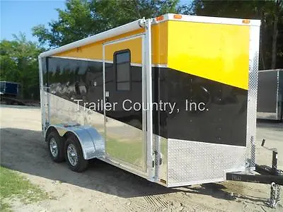 $15195 • Buy NEW 2023 7X14 7 X 14 V-Nosed Enclosed Cargo Triple Color Motorcycle Trailer Ramp