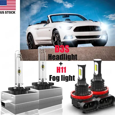 For Ford Mustang 2008-2017 -4pc Xenon HID Headlight HI/LO & LED Fog Light Bulbs • $35.79