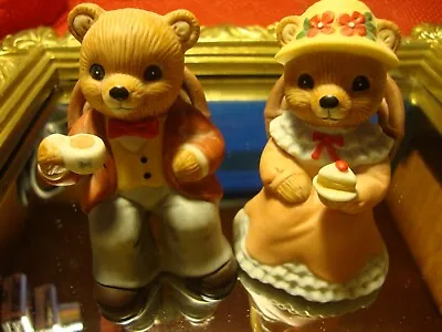 Set (2) Vintage Homco #1401 Home Interior Bears Grandma & Grandpa Relaxing    R6 • $11.69