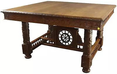 Dining Table Brittany Antique Carved Ship Wheel Grapes Extending Chestnut • $3479