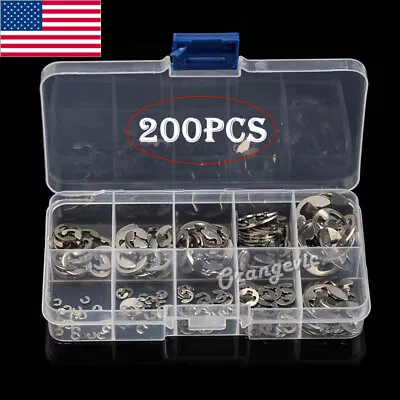 200PCS  E Clips C Circlip Retaining Ring Assorted 1.5 - 10mm Stainless Steel Kit • $9.85