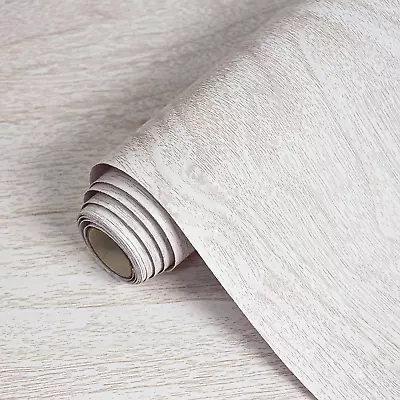 White Peel And Stick Wallpaper Wood Grain Texture Self-Adhesive Contact Paper Fo • $9.04