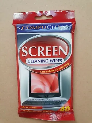 £2.79 • Buy 40 X SCREEN CLEANING WIPES LAPTOPS LCDs MOBILE COMPUTER EASY USE RESEALABLE PACK