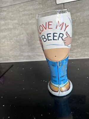 Lolita Beer Belly  Love My Beer  Pilsner Glass Hand Painted 22 Oz • £11.99