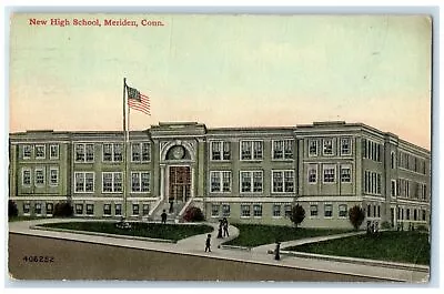 1912 New High School Exterior Roadside Meriden Connecticut CT Posted Postcard • $29.95