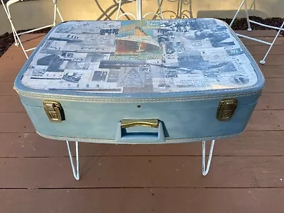 Vintage Upcycled  Titanic  Suitcase Coffee Table W/ Hairpin Legs • $289.95