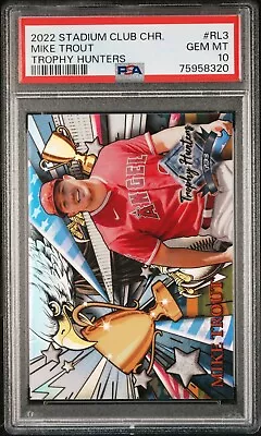 2022 Topps Stadium Club Chrome Mike Trout #RL3 Trophy Hunters Angels MVP PSA 10 • $40