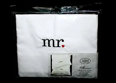 New HBH COMPANY Mr. And Mrs. Pillowcases Set Of 2 Standard 20  X 30  White • £19.28