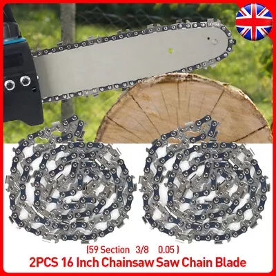 2Pcs 59 Drive Links Chainsaw Saw Chain Blade Parts Tool Wood Cutting 16inch • £8.79