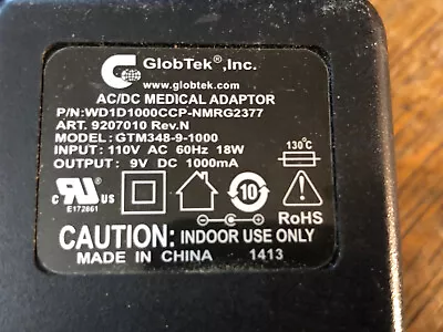 Globtek GTM348-9-1000 Power Adaptor For Medela Pump 9VDC 1000mA • $5