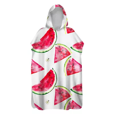 Tropical Watermelon Adult Kids Hooded Beach Poncho Towel Changing Robe Sand Free • £27.59