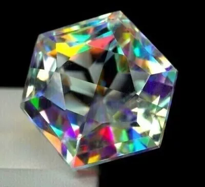 51 CT+ Certified Natural Hexagon Rainbow Color Mystic Quartz Loose Gemstone • $17.49