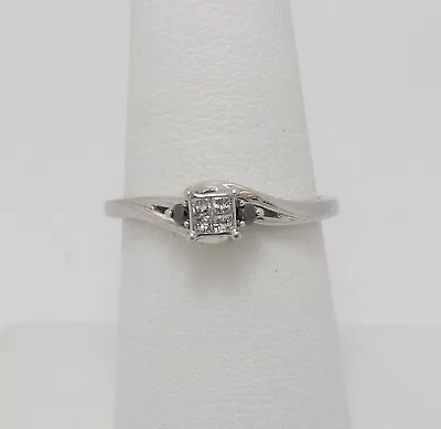 1/10CT Diamond Solitaire Engagement Wedding Bridal Ring Band 10K White Gold • $149.99