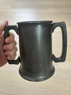 Vintage English Pewter Tankard Glass Bottom Mug Beer Stein Rare Two Handle • $100