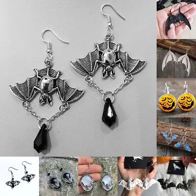 Black Bat Wing Earrings Halloween Earrings Vampire Bat Witchy Women Jewelry Gift • $2.58