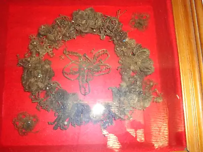 Large Framed  Victorian Human Hair Wreath Art Mourning Antique Gorgeous! • $499.99