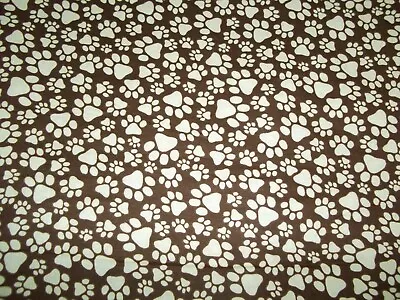 $16 • Buy Flannel Fitted Crib Sheet Brown With Ecru Puppy PAw  Prints