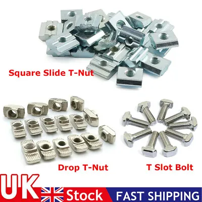 T-slot T-Nuts All Types & Sizes For 20 30 40 Series Aluminium Profile Extrusion • £7.89