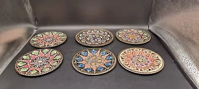 Vintage Hand Painted Enamel On Copper Hanging Plates • $22