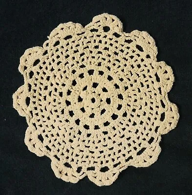 Vintage 7  Round Ecru Hand Crocheted Doily • $5.95